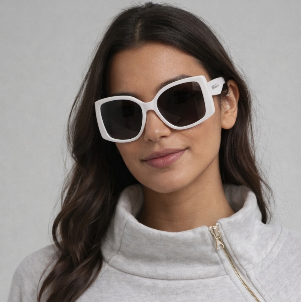 Karl Lagerfeld White Oversized Geometric Retro Sunglasses